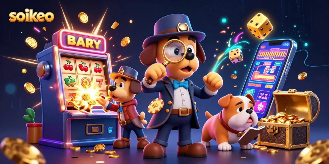 Soikeo sports betting scene with cartoon detective and treasure elements in vibrant detail.