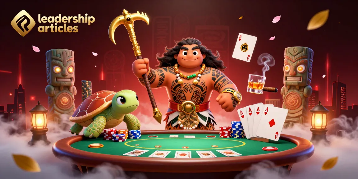 Engage with leadership articles on winning poker strategies in an ultra-detailed casino scene.